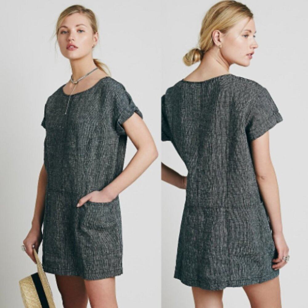 Free People Endless Shore Linen Pocket Mini Dress